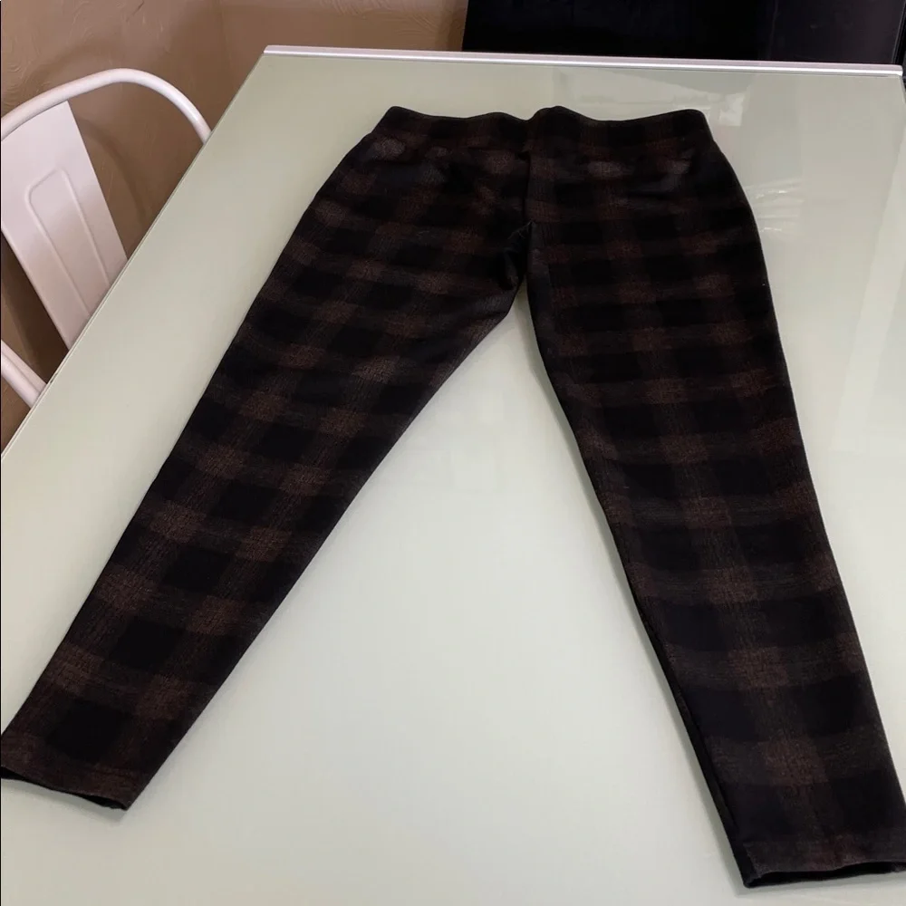 Zac & Rachel Black and Brown Plaid Leggings